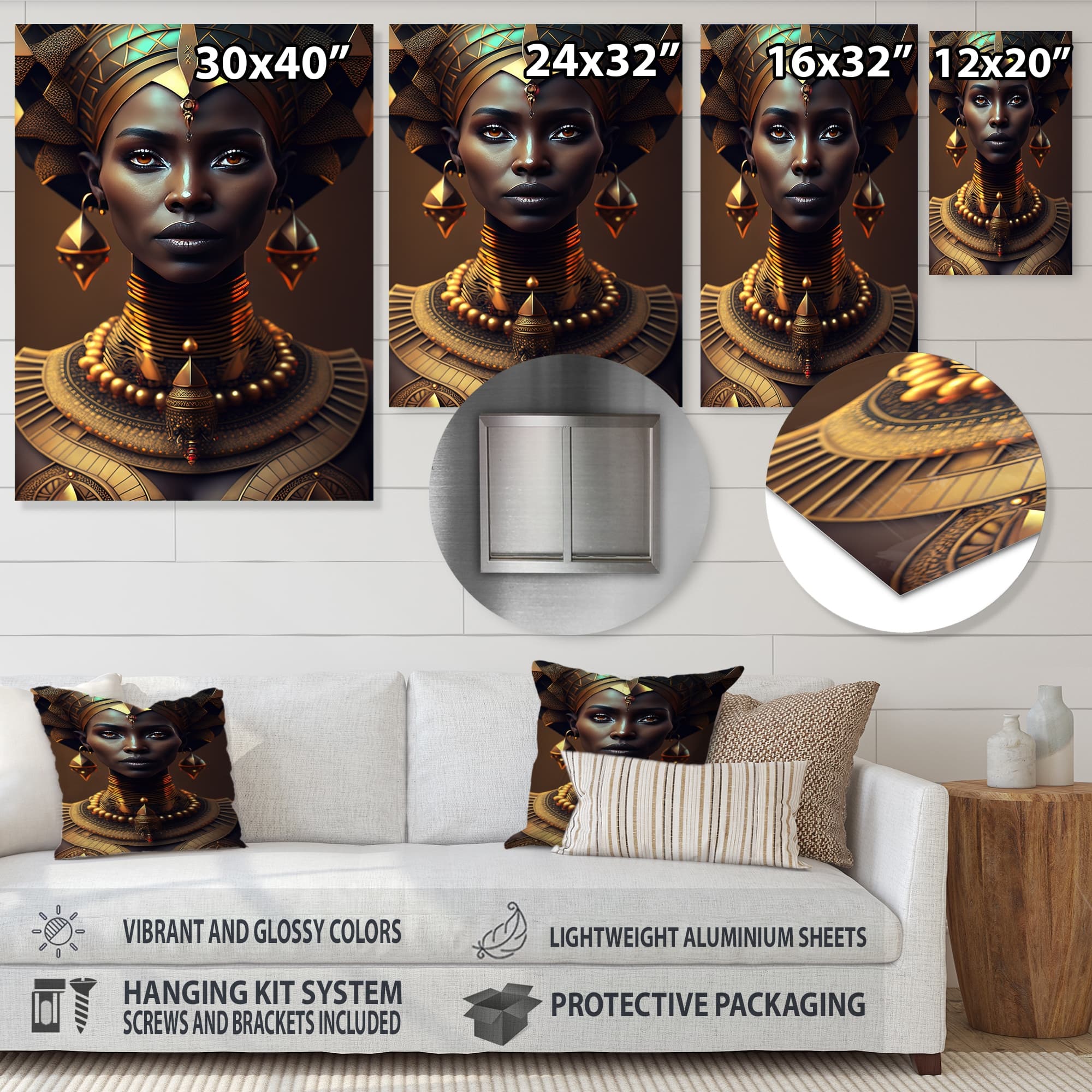 Designart "African American Queen With Traditional Jewelry IV" African